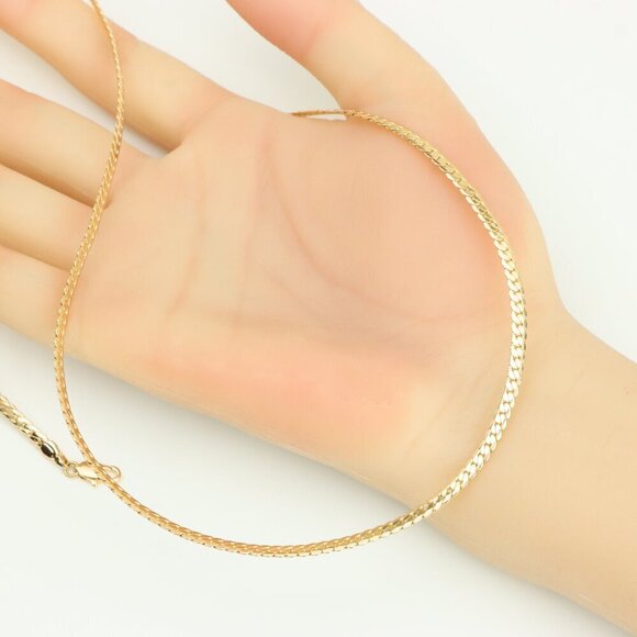 Elegant Rose Gold Flat Chain Necklace in High Quality Finish, XPNL0271 - Picture 3 of 11